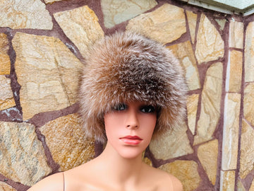 Elegant Real Fox Fur Hat Natural Full Skin - Handcrafted Elegance for Winter Chic - Ethically and Organically Farmed Fox Fur